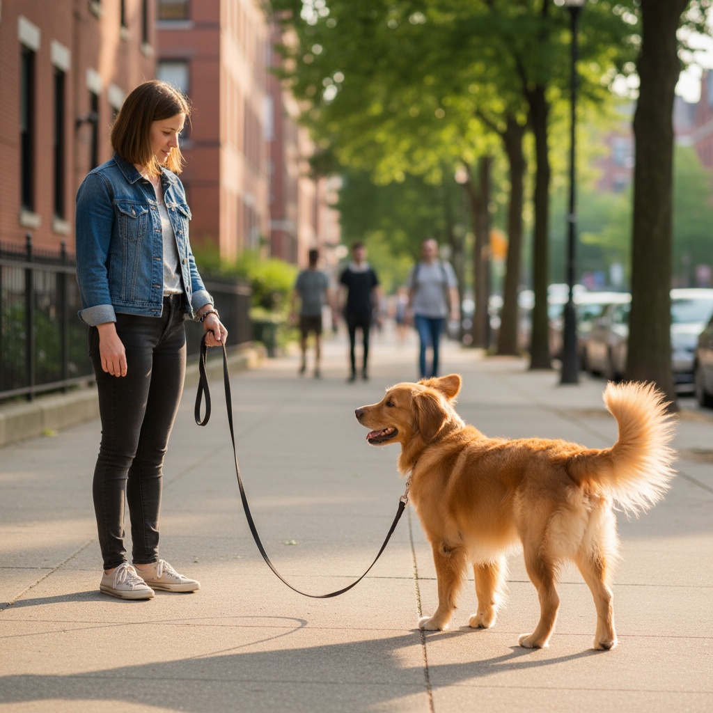 dog training walking on leash